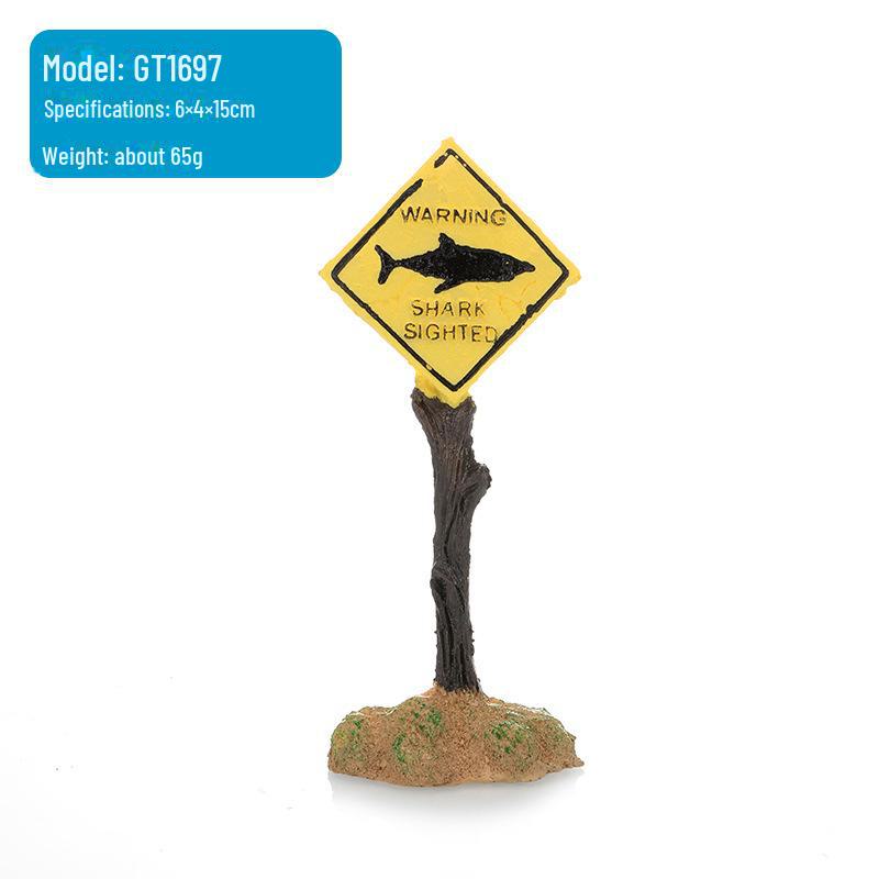 Simulated Cartoon Road Sign Ornament for Aquarium Landscaping