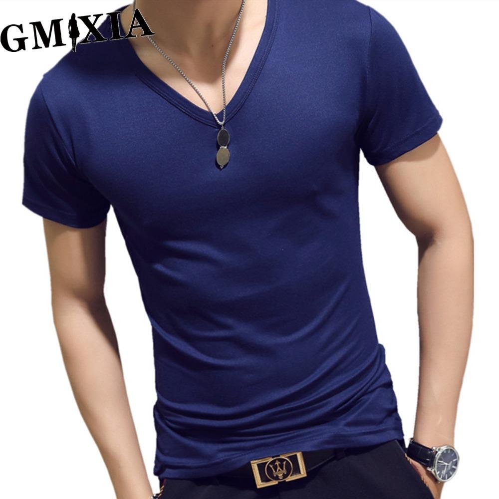 GMXIA Men's fashion casual solid color print Tops & T-shirts Shirt
