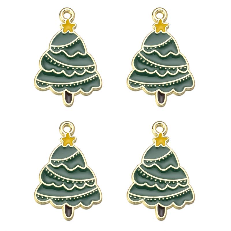 10pcs/lot Alloy Drip Oil Pendant Santa Claus Snowman Christmas Tree Charm Pendant For DIY Men Women Earrings Necklace Party Gift