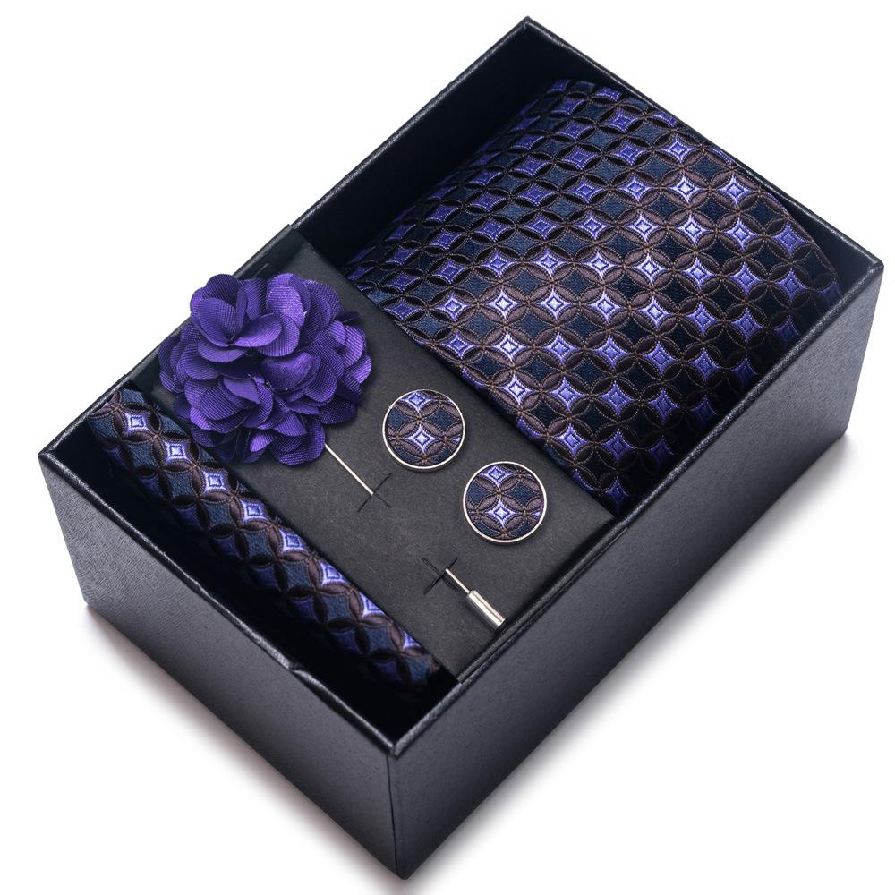 Tie Men'S Suit Accessories Cufflinks Square Scarf Corsage Tie Premium Suit Gift Box Packaging