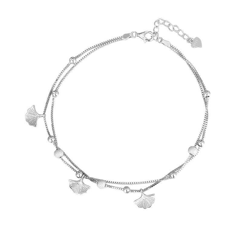 Double Layer Ginkgo Leaf Anklet For Women Vintage Minimalist High-End Small Trendy Fashion Versatile Foot Jewelry