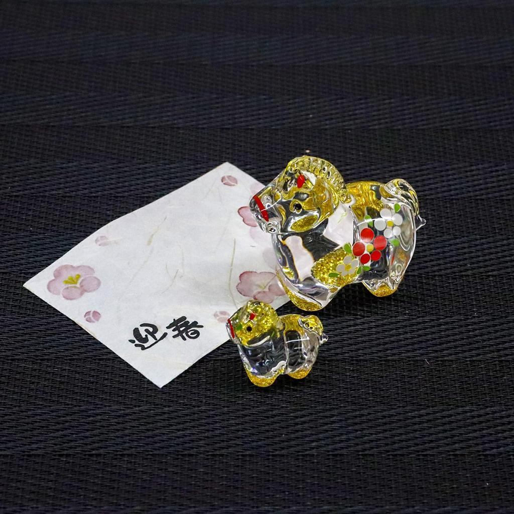 Casa Artizanului 2026 Anul Zodiacal al Sticlei Mare și Mic (Reiwa 8) Cal, Ornamente Părinte-Copil Lăcuite cu Aur,