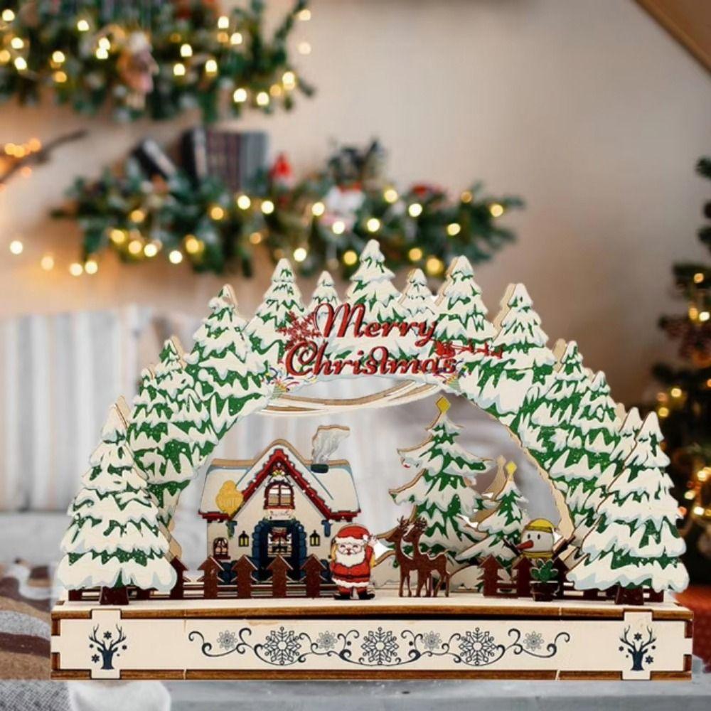 Handmade Christmas Wooden Ornament Xmas Tree Christmas DIY Assemble Xmas Village House  Christmas