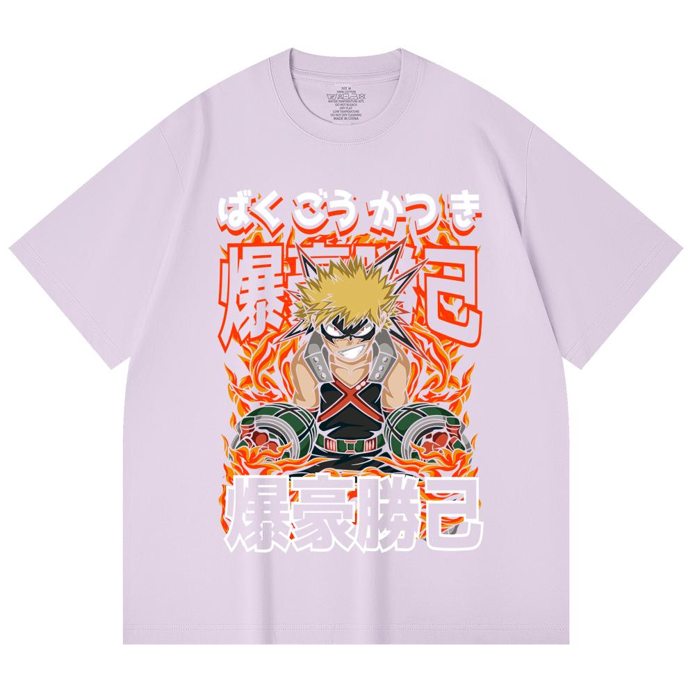 230 Gsm 100% Cotton My Hero Academia V13 Bakugo Print Unisex Heavy Cotton T Shirt
