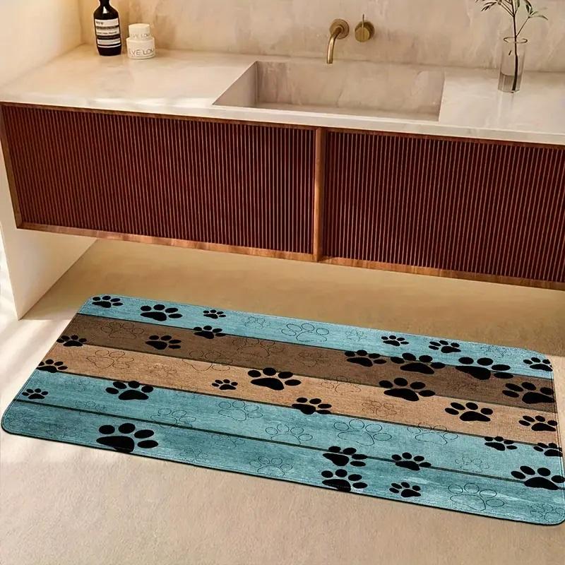 Dog's Claw Print Flannel Floor Mat Non-Slip Indoor-Outdoor Entrance Welcome Mat Home Decor Laundry Kitchen Strip Carpet