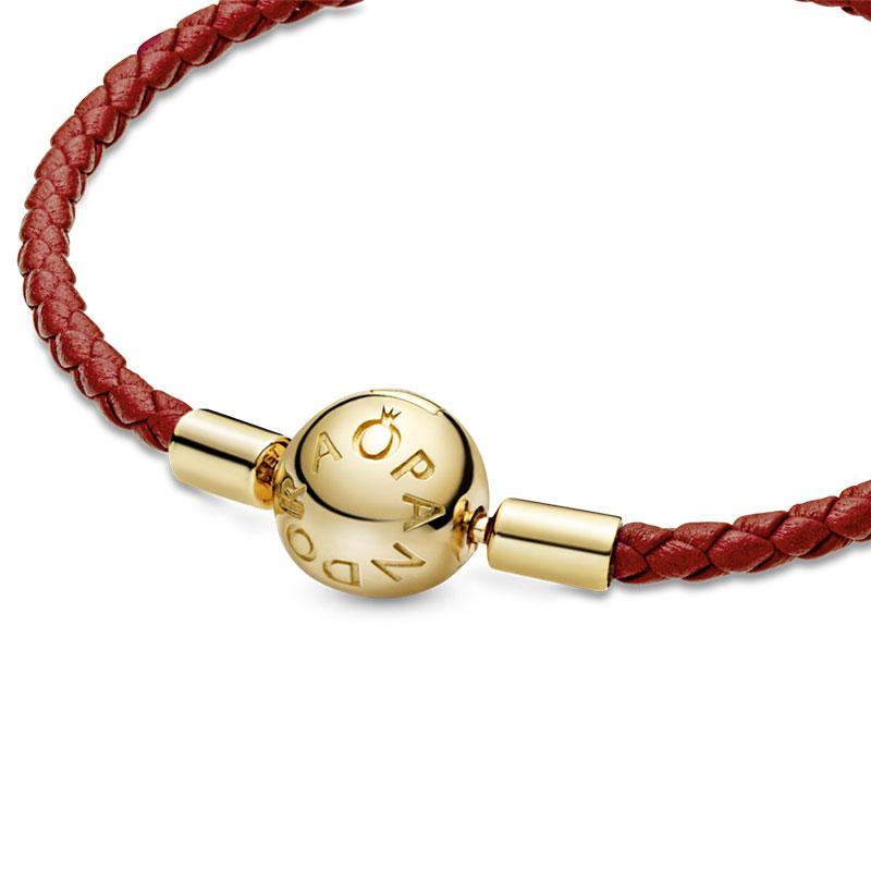 Pandora Pulsera tejida con hilo rojo Zodiaco Moments Pulsera Unisex 568777C01