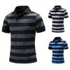 Men's Polo Shirt Breathable Comfortable Stripe Loose Men's Short Sleeve T-shirt