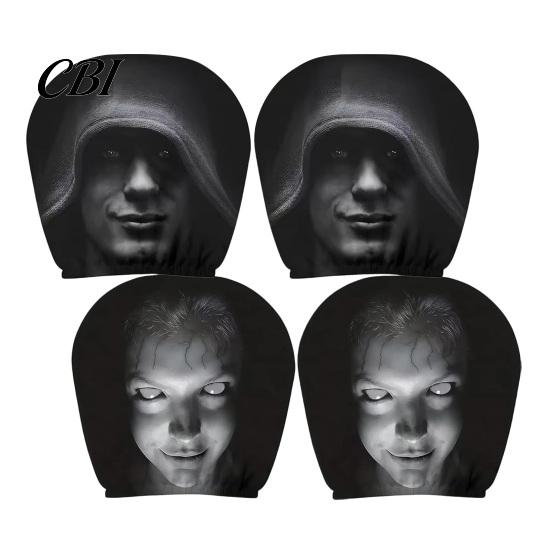 Maniche Copri Poggiatesta Elastiche Traspiranti 4 Pezzi Copri Auto di Halloween, Faccia di Fantasma Spaventosa Decorazioni Tema Horror Protettore, Decorazione Auto Universale