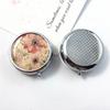 Metal Round Natural Flowers Pill Boxes Holder 3 Grids Medicine Case Small Portable Case Container Splitters