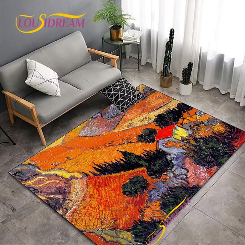 Fashion Van Gogh Art Carpet for Living Room Bedroom Rugs Kitchen Kids Door Un-slip Floor Mats Alfombra Birthday gift Poster Mat