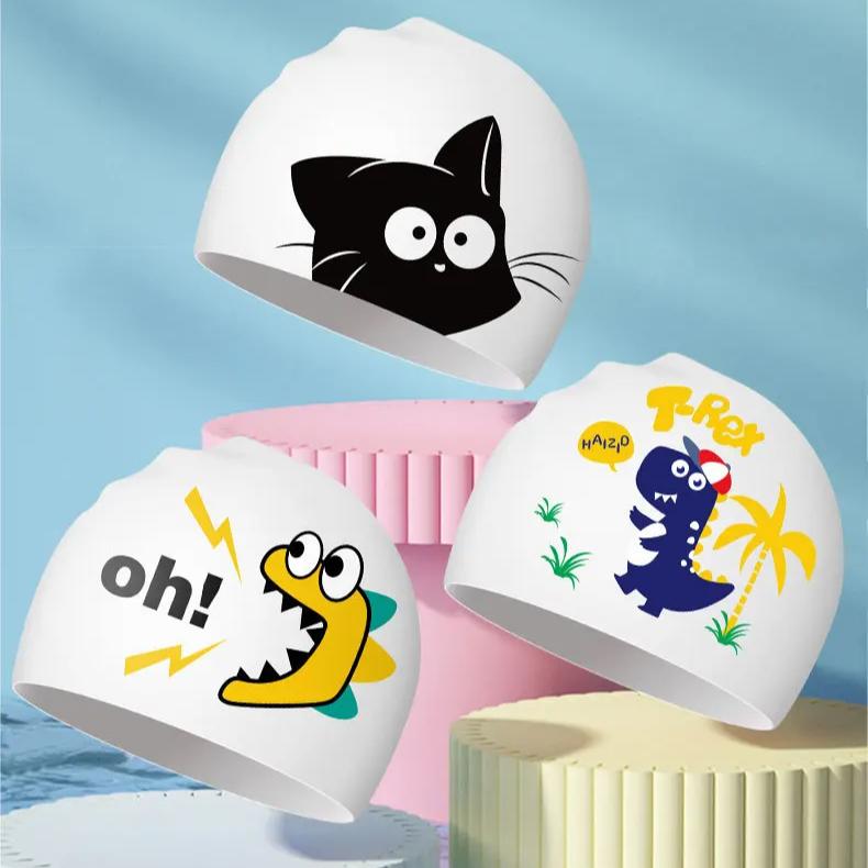 Kids Swimming Caps Cartoon Swimming Cap for Boys and Girls Adult Bear Printed Swim Caps for Women Swim Cap Swimming Accessories