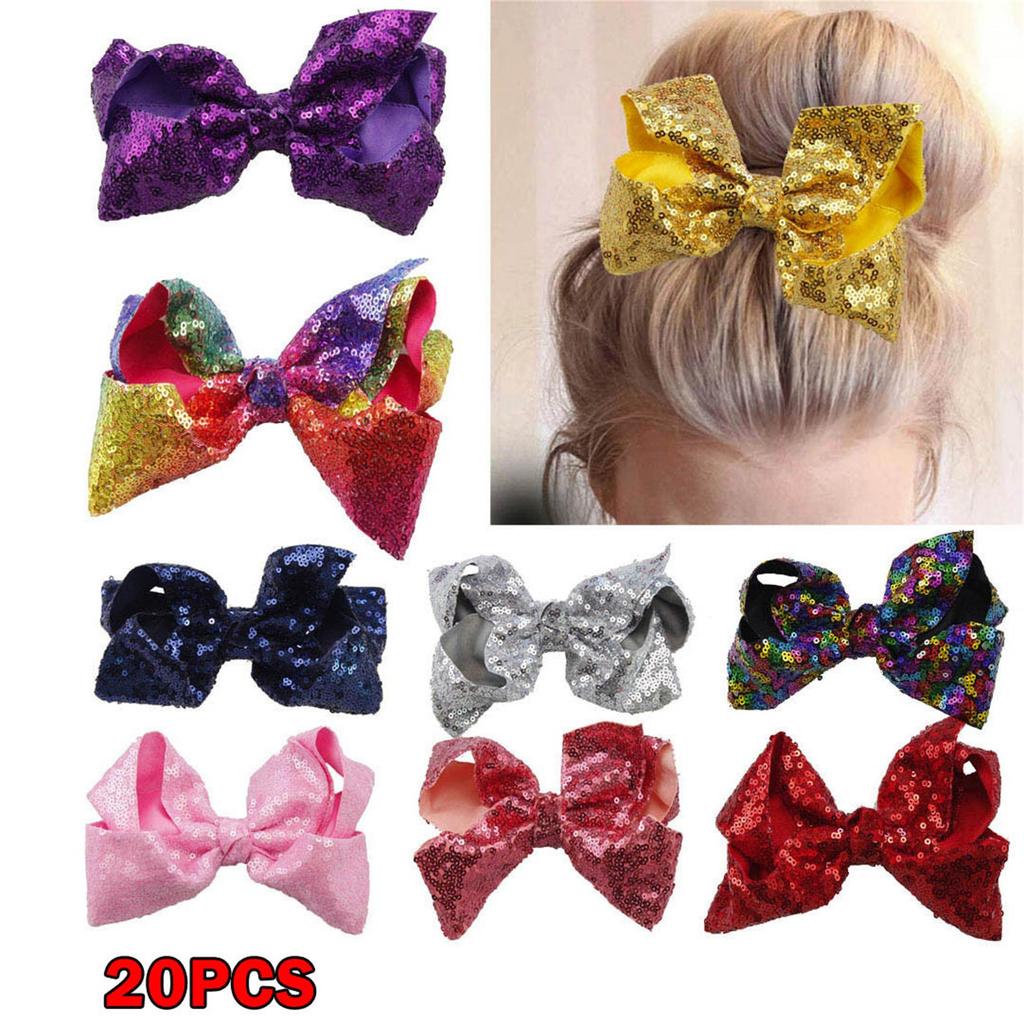 20PC Hair Clips Girls Candy Color Bow Hair Buckle Bowknot Hairpin Headdress