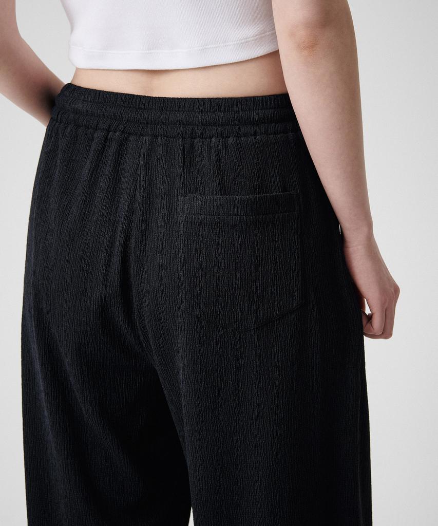 MUSINSA STANDARD WOMAN Women'S Crinkle Wide Lounge Pants [Black]
