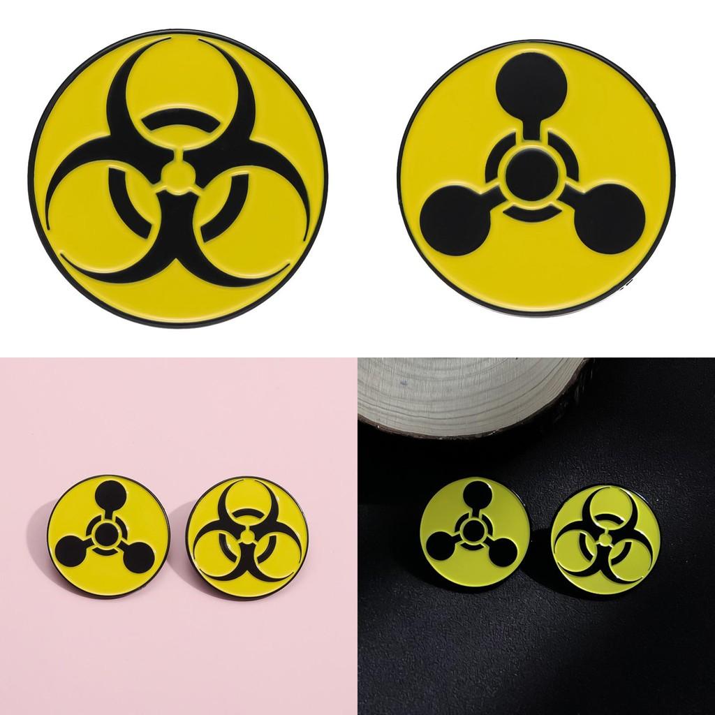 Badge Contemporary Metal Geometric Nuclear Radiation Brooch For Individuals Fashionforward