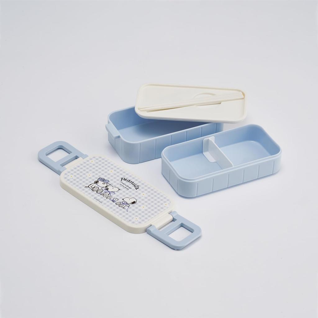 Skater Bento Made in Snoopy Blaue Box, 2-stöckig, 600ml, Japan, Band, YZW3-A