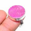 Pink Druzy Gemstone 925 Sterling Silver Jewelry Ring Size Adjustable GK-4394
