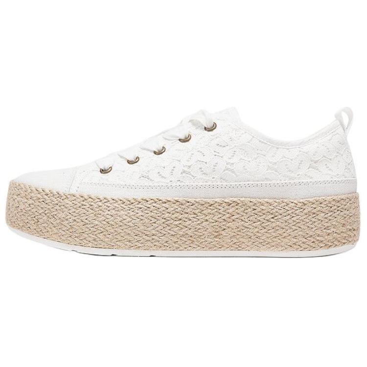 Skechers Bobs Sesame Comfortable Versatile Durable Low-Top Canvas Shoes Women sneaker White 114008-OFWT 35
