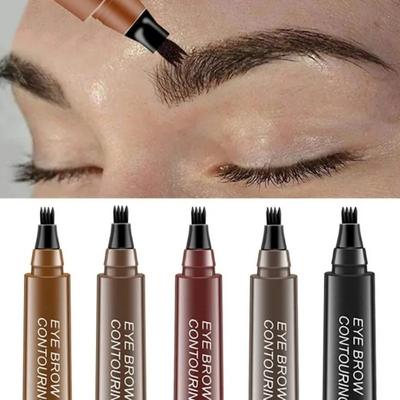 2Pcs New 4Heads Waterproof Eyebrow Pencil Pen Tint Cosmetic Natural Long Lasting Eyeliner Eyebrow Tattoo Gray Brown Makeup 5 Colors Optional