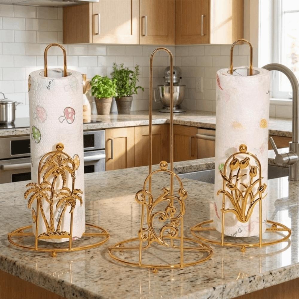 Gold Roll Paper Towel Holder Free Standing Vertical Paper Shelf Vertical Napkins Rack  Dining Table