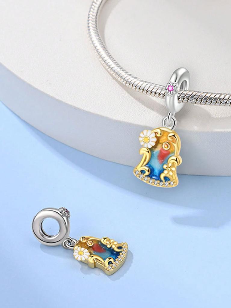 Charms Plata Artist'S Palette Oil Paints Beads Charm Copper Plated Fit Charms Original Bracelet For Jewelry Making Diy Charm