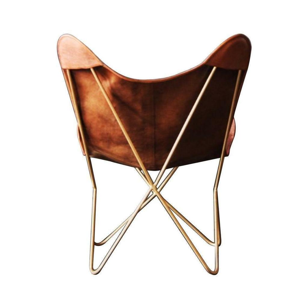 Handmade Classic Brown Leather Butterfly Chair Home Decor Living Room Chair