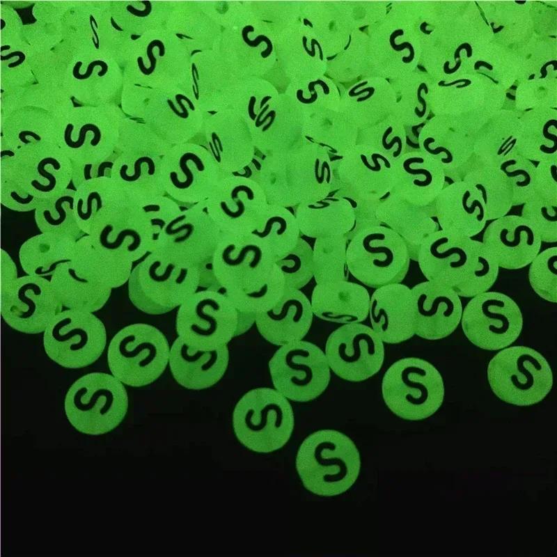 100-500PCS Acrylic Luminous A-Z 26Letter Beads Loose Spacer Alphabet Beads For Jewelry Making DIY Charms Bracelet Necklace