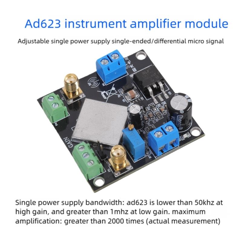AD623 High Gains Bandwidth Instrumentation Amplifiers Module With Rail To Rail Output Single Supply Design