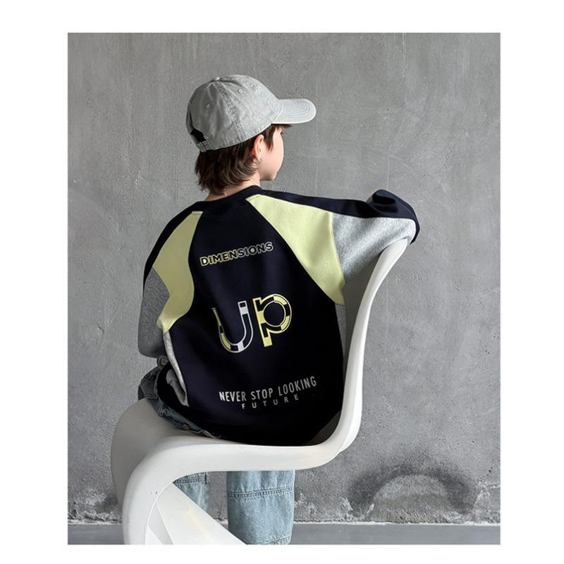 Boys Kids Long Sleeve Pullover Sweatshirt Spring Autumn Casual Color Block
