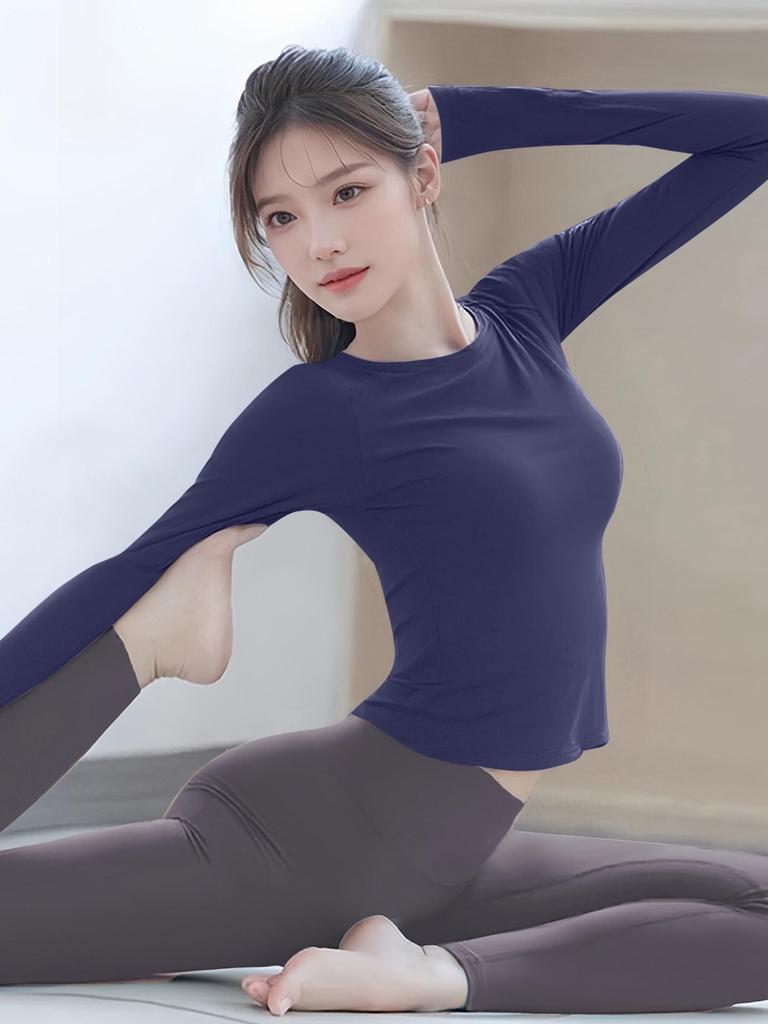 2025 Blaues Langarm Yoga & Pilates Set für Damen für Herbst/Winter