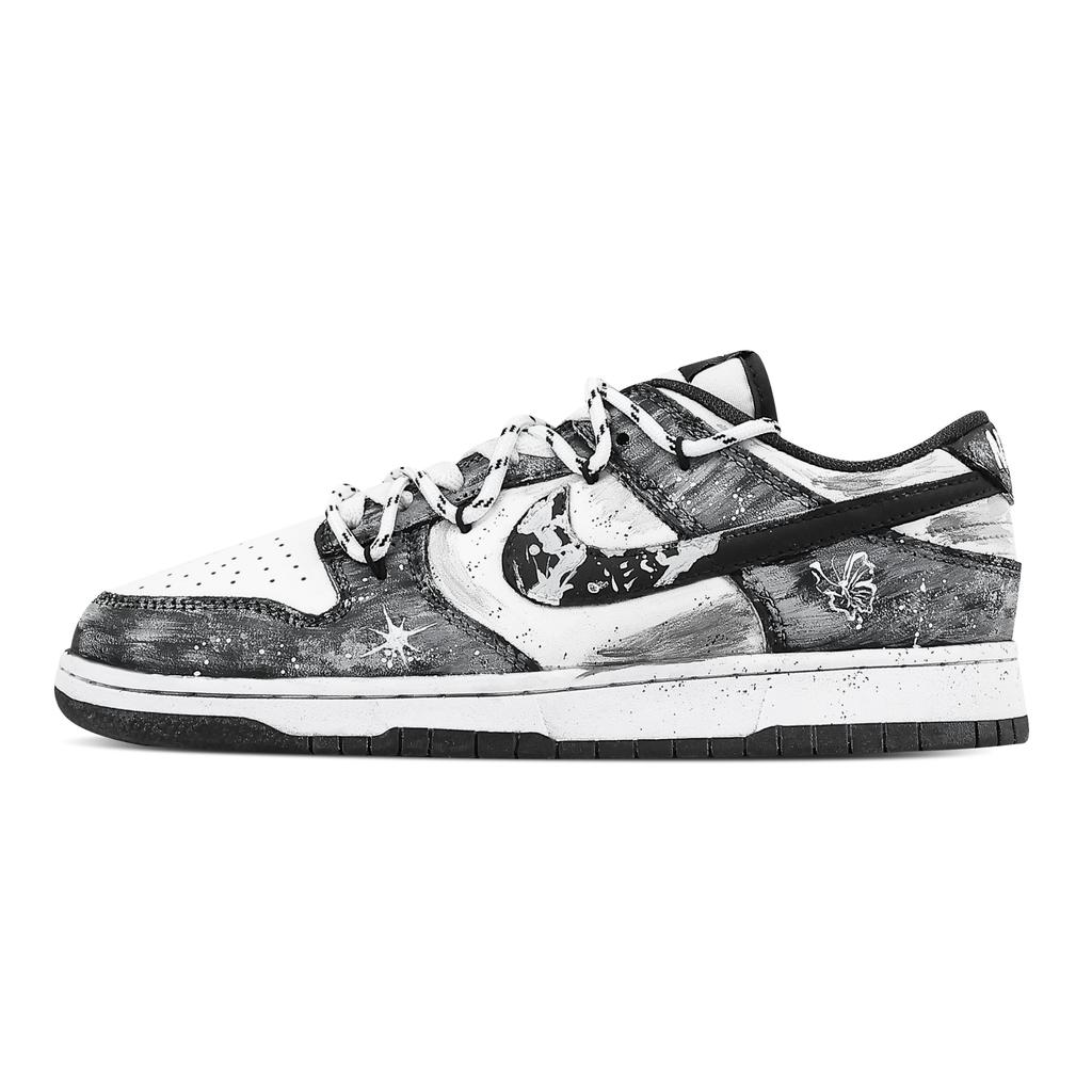 Nike Dunk Star Butterfly Slip Resistant Abrasion Resistant Low top Skateboard Shoes Unisex Gray White HF5441-100(Team773-1)