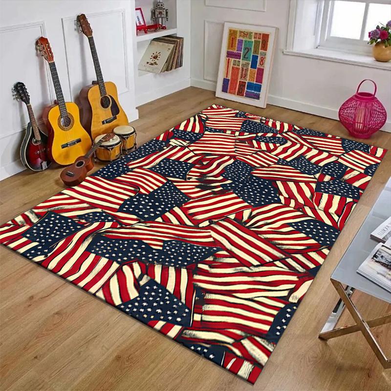 American Flag Polyester Carpet, Soft Indoor Mat for Office Chair, Living Room, Computer Desk - Decorative Home Office Rug Design