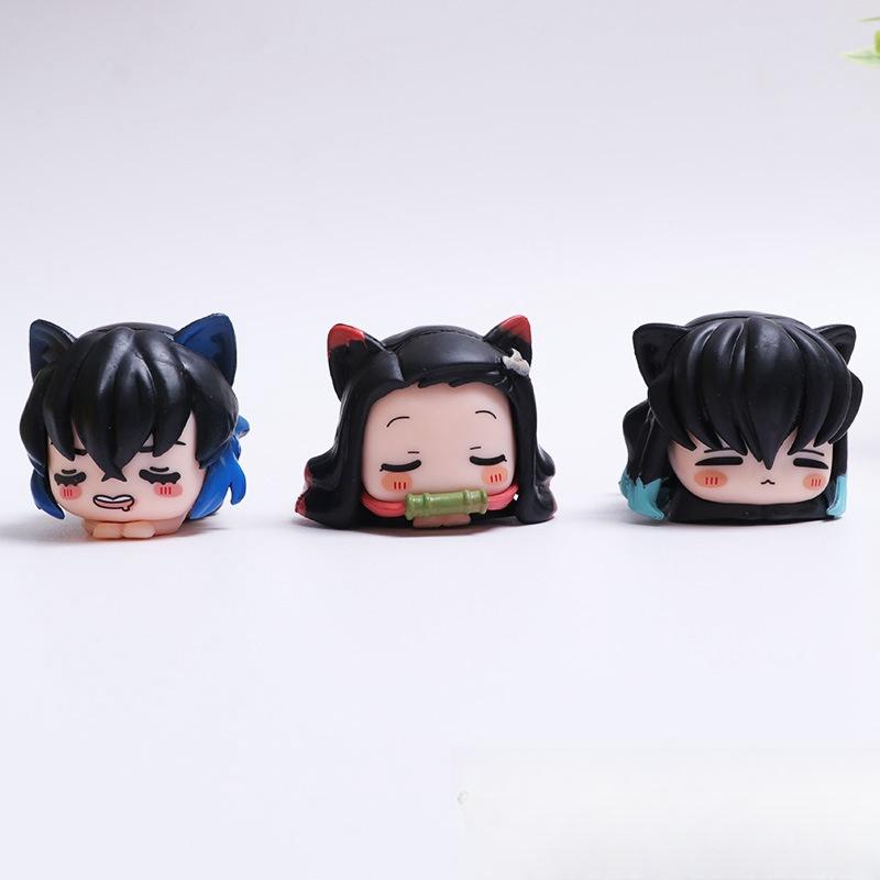 Demon Slayer Mitsuri Figure Kimetsu No Yaiba Cat Nezuko Statue Cute Muichirou Action Figurine Sculpture Desk Decoration Ornament