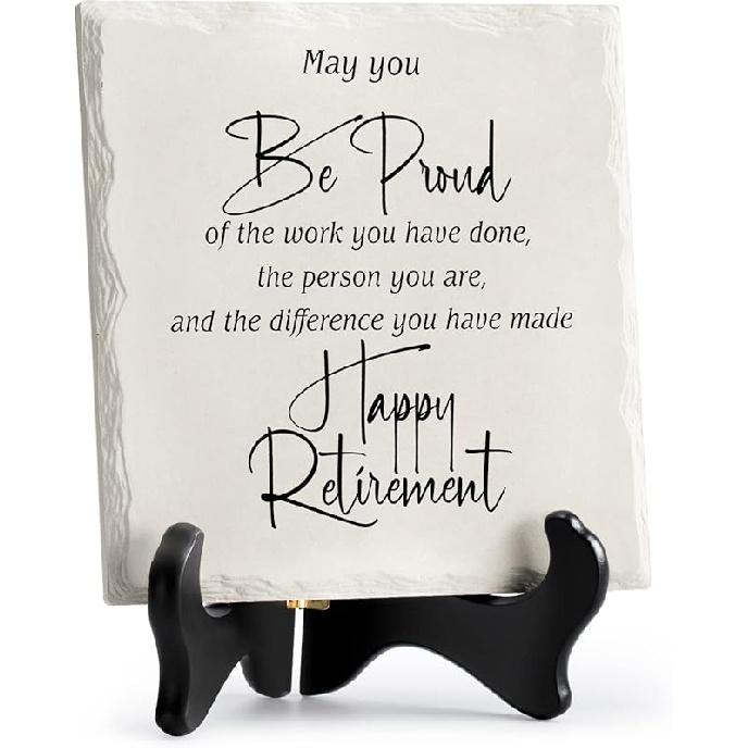 

LukieJac Подарки на пенсию для женщин и мужчин, украшение для вечеринки по случаю выхода на пенсию, лучшая керамическая табличка на пенсию 6 *6 , табличка для украшения стола Счастливой пенсии белый