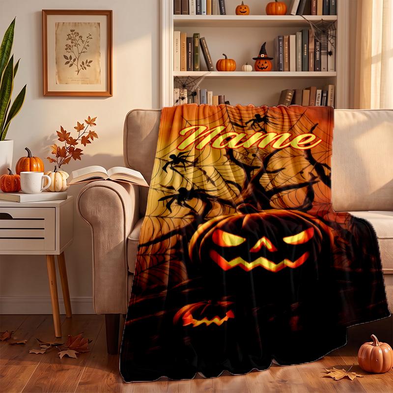 Halloween Custom Flannel Blankets Soft Warm Cozy Throws for Home Decor Holiday Gifts