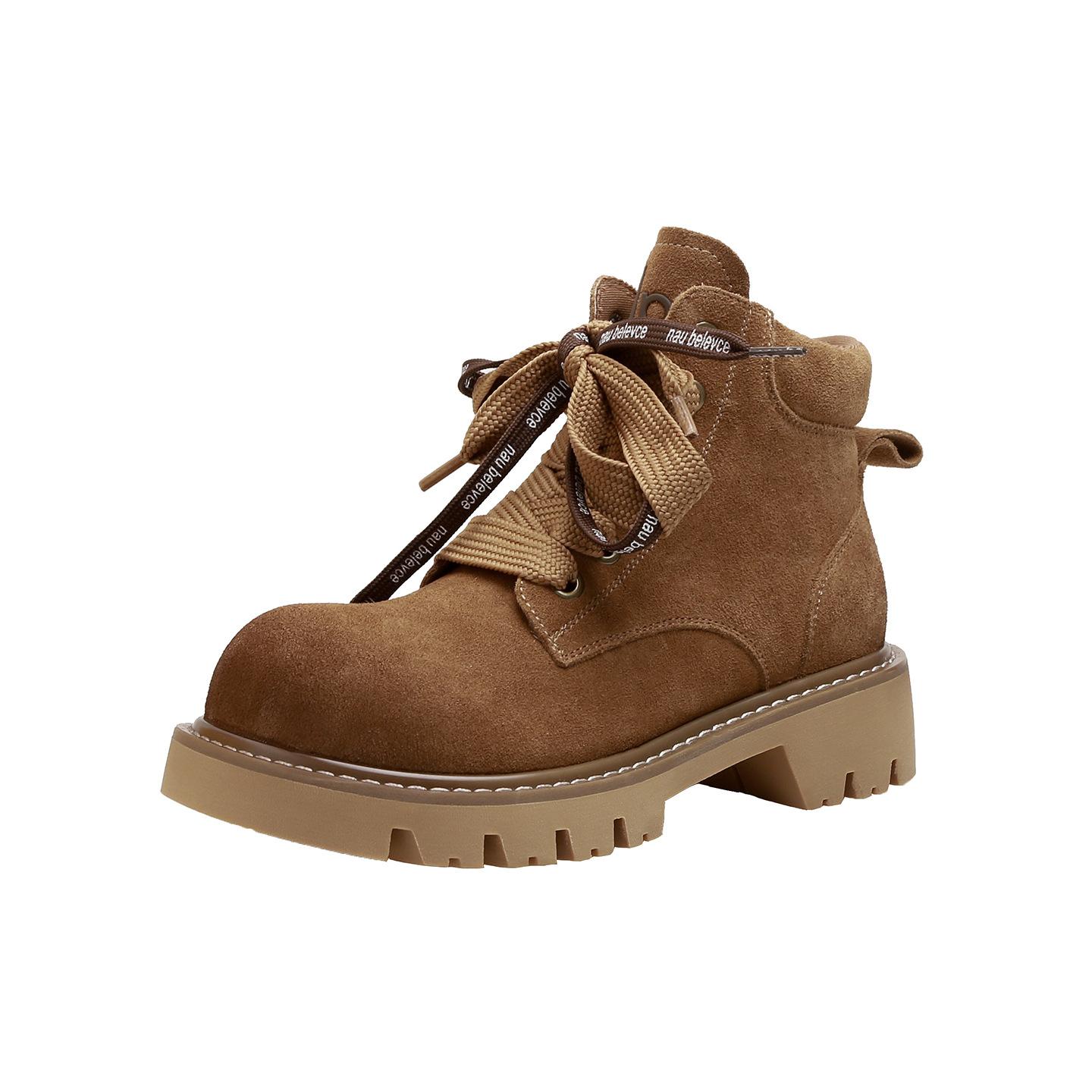 

Cowhide version~ genuine leather thick-soled polished Martin boots women s 2025 new British style versatile mandarin duck shoelaces short boots 40