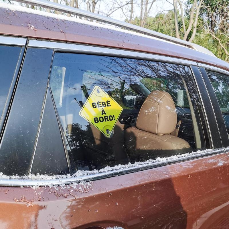 1/2pcs French Baby on Board Signs with Suction Cup for Car Removable Safety Stickers for Car Window