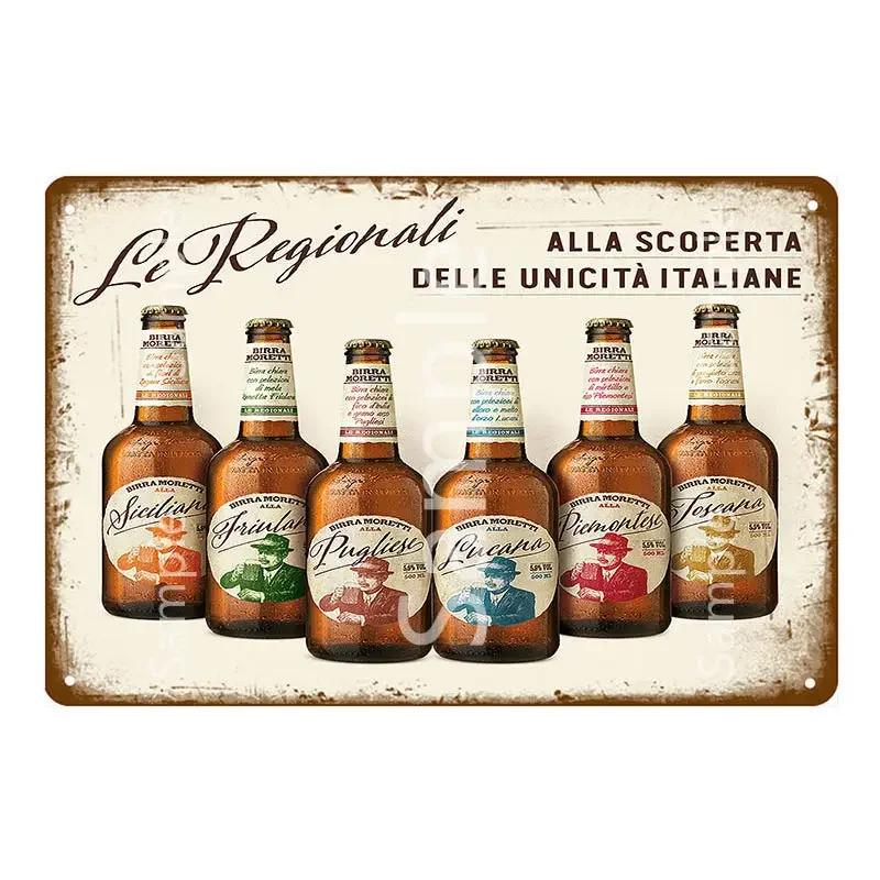

Пиво Moretti пиво метал дитячий вінтажний паб бар клуб чоловік печера олово пластини настінний декор італійський алкогольний напій метал 20x30cm（7.8x11.8inch）