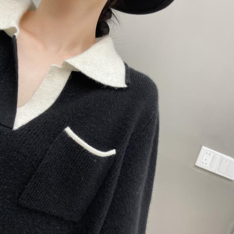 Women's European Style Cloud-Soft Cashmere Sweater, Thick, Loose Fit with Pockets, Perfect for Autumn/Winter