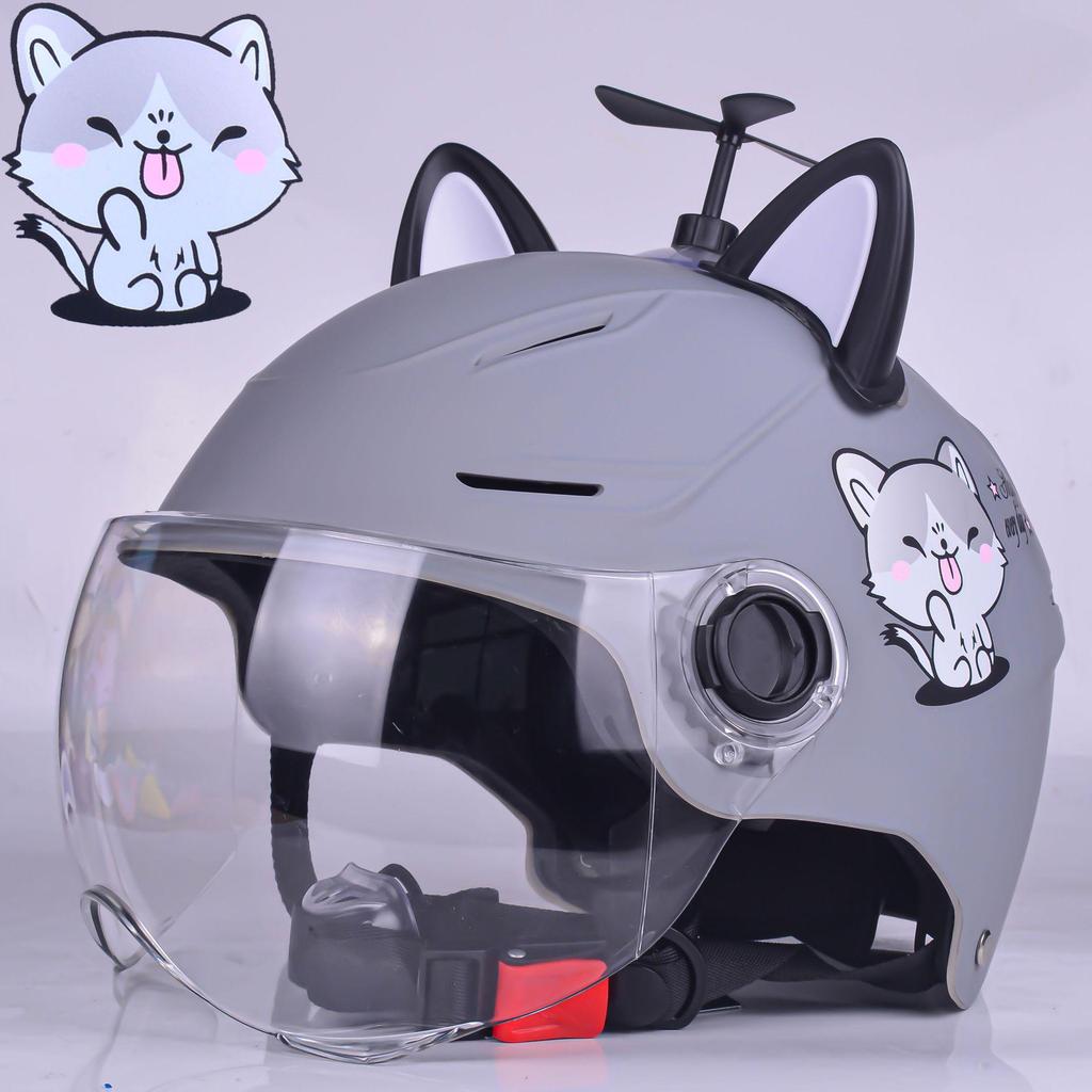 3C Certified Cat-Themed Lightweight Electric Bike Helmet - Summer Riding Sun Protection Safety Helmet