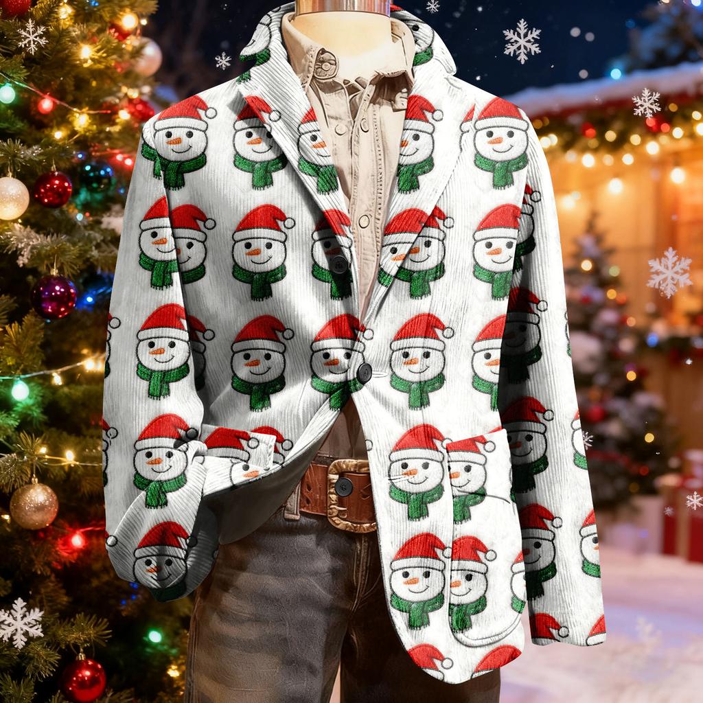 Herren Hässlicher Weihnachten Kord Warmtaschen Anzugjacke Strickjacke Herren Freizeitanzug