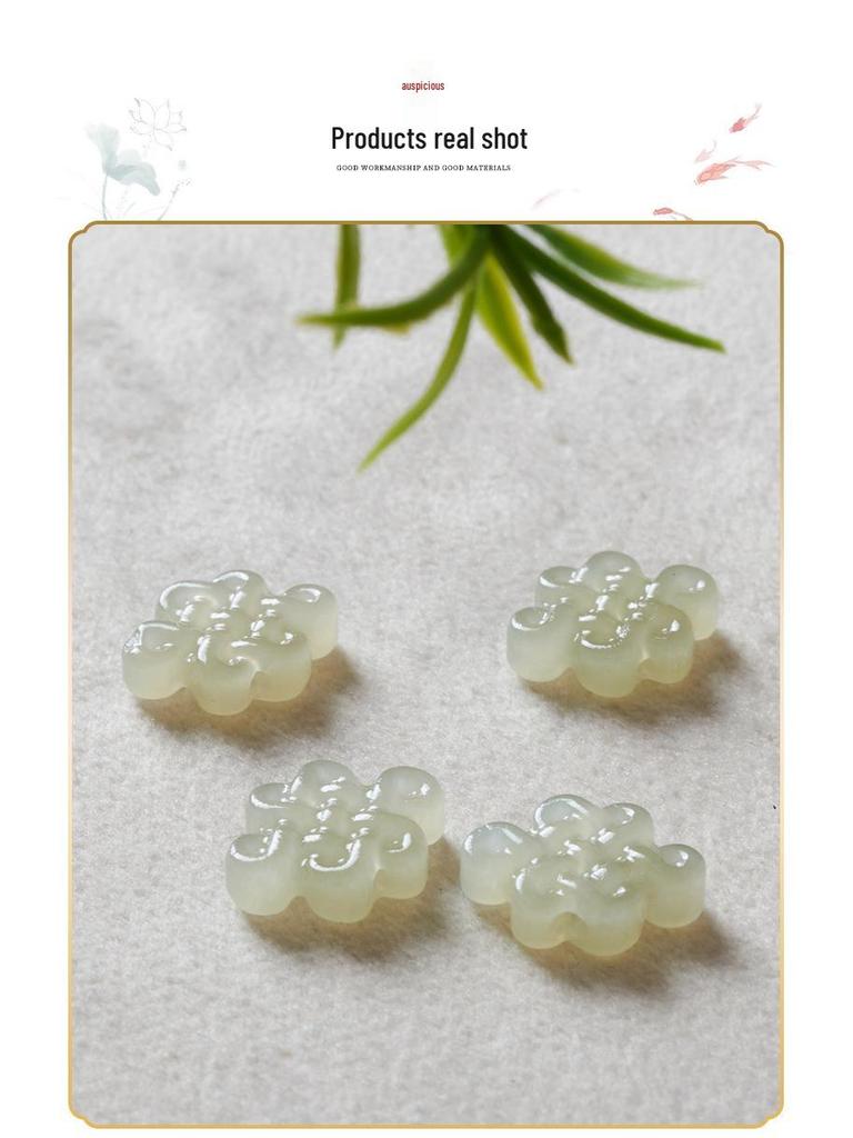 Hetian Jade Bracelet with Chinese Knot and Cloud Crystal Accessories