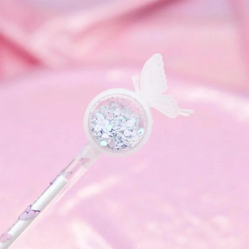 4 Pack Cute Butterfly Gel Pen Quicksand Student Writing Signature Pen School Supplies Office Stationery Random Color