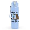 1PC Being A Mimi Text Pattern 750ml Color Plastic Sports Water Bottle Leakproof Flip Straw Lid Suitable for Sports Office Home Use