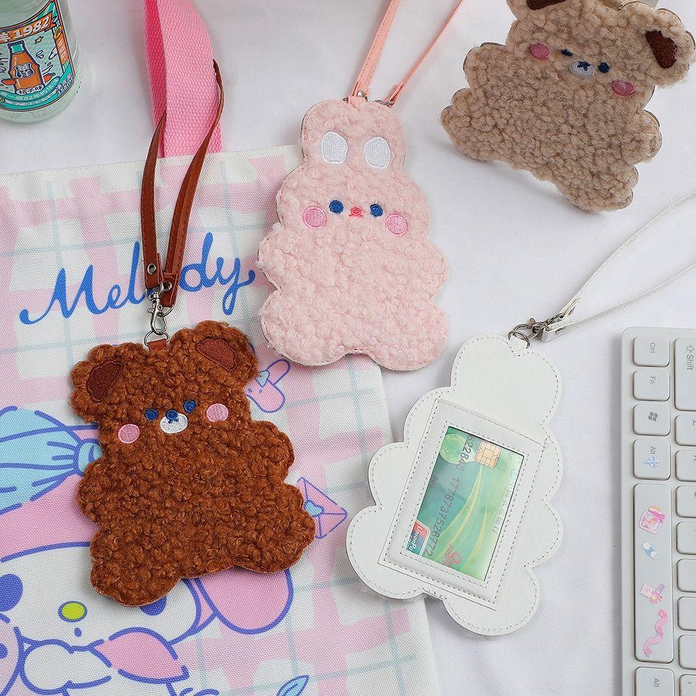 

Holder Bear Rabbit Card Access Control Cartoon Card Holders Card Storage Cover Korean Card Case розовый