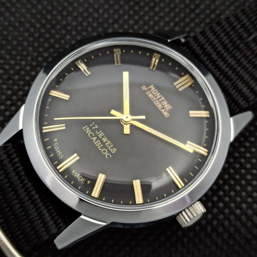 VINTAGE MONTINE 17J INCABLOC AUFZUG SCHWEIZER HERRENUHR a285411-4