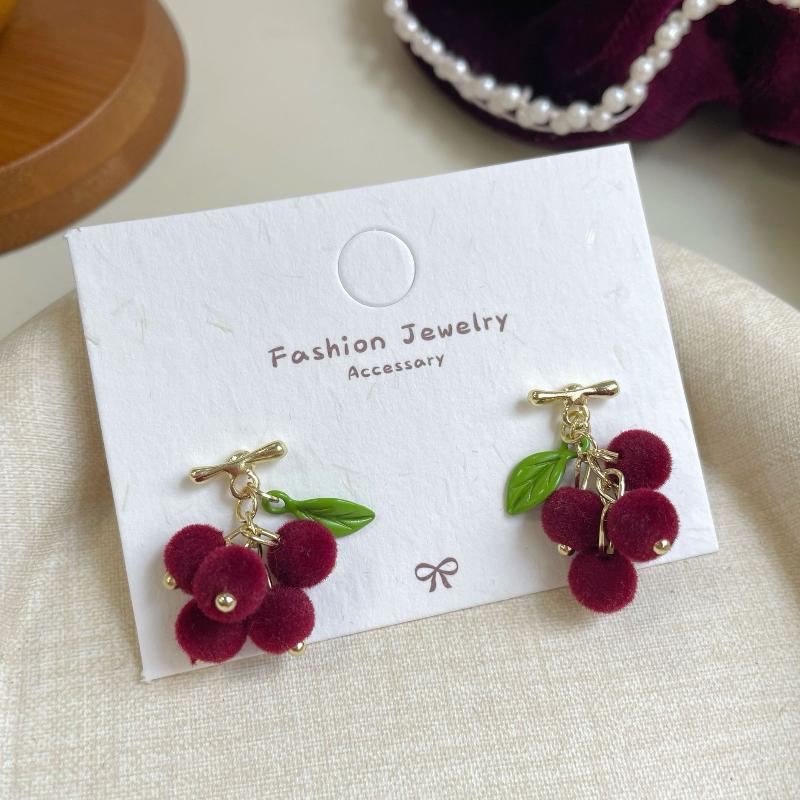 Cute Red Bow Flocking Earrings Simple Elegant Exquisite Sweet Festive Earrings Ear Studs Jewelry Accessories New Year Gifts