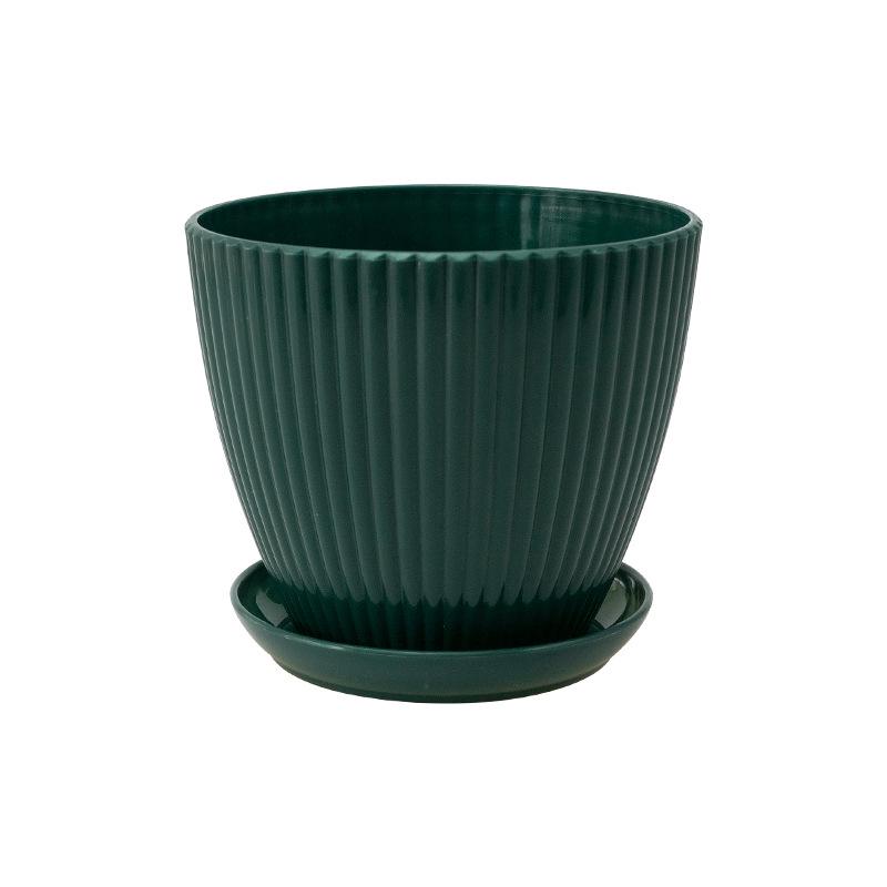 Thickened Plastic Resin Flower Pot: Imitation Ceramic with Vertical Stripes, Colored for Succulents and Floral Decor.