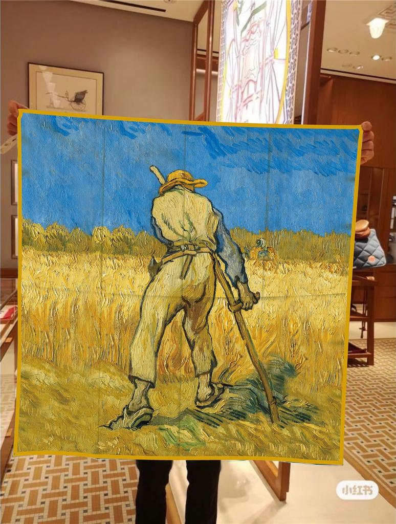 New Silk Scarf Women Harvest Print Square Scarves Head Echarpe Silk Foulards Femme Wraps Beach Shawls Bandana Lady Hijabs 90CM