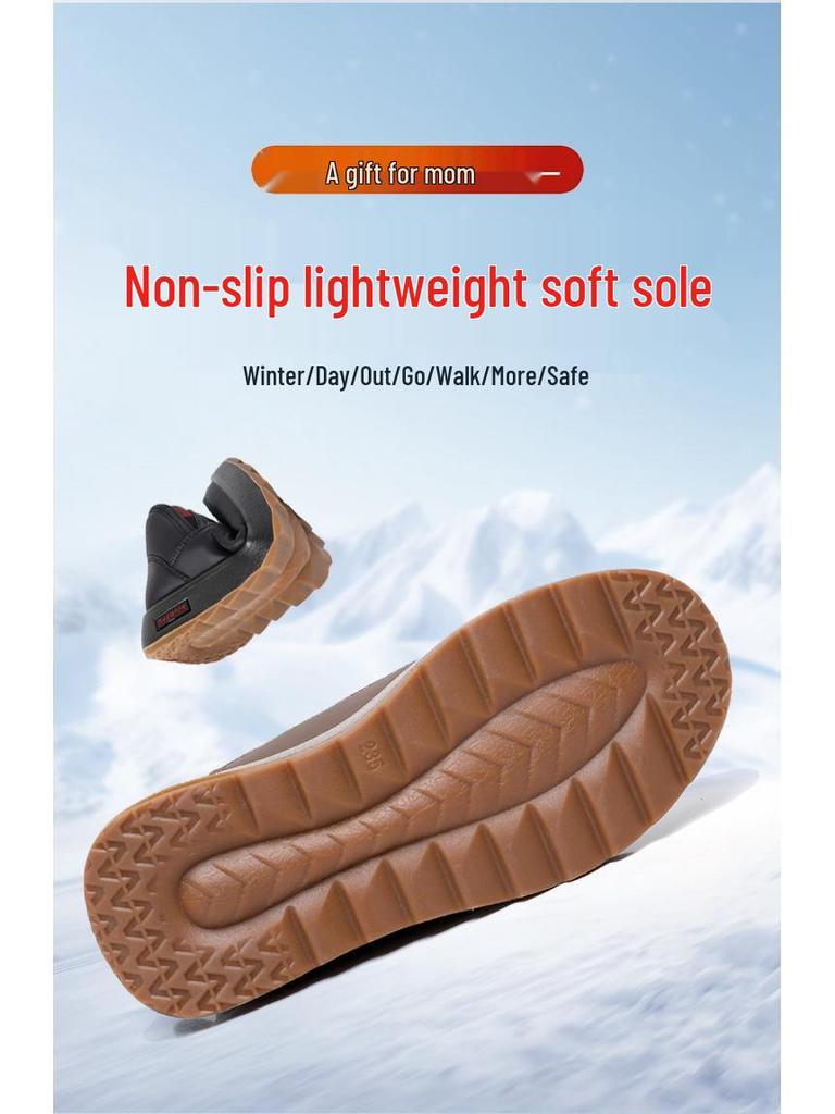 2025 Women's Old Beijing Thick Sole Snow Boots - Slip-on Cotton Shoes with Plus Velvet for Winter Warmth
