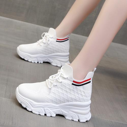 

Модные женские кроссовки Inner Heated Shoes 2024 Весна и лето Новые толстые подошвы Muffin Mesh Дышащие повседневные женские кроссовки Спортивная обувь 40 белый